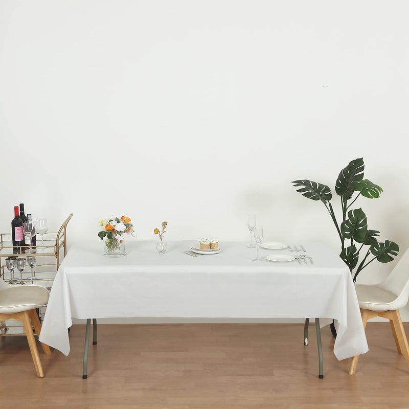 EVER SHINE Evershine (12-Pack Heavy Duty Plastic Table Covers Tablecloth (Reusable) (Rectangle 54" X 108", White) - Image 3